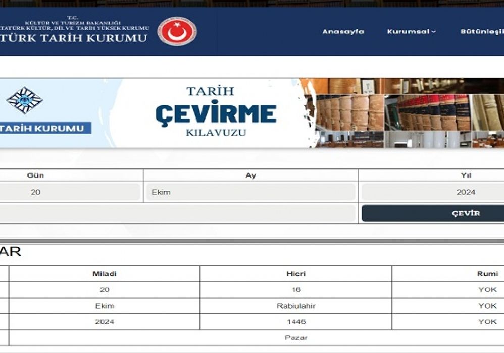 Tarih Çevirme Klavuzu Miladi takvimi Hicri Yıla Çevirme